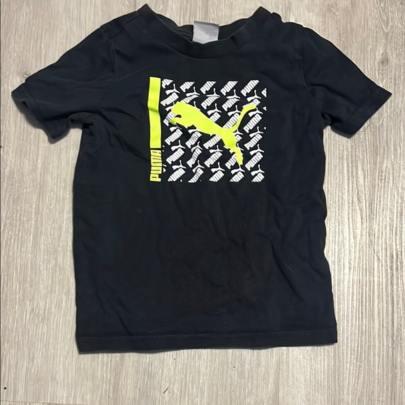 Puma Kids Black T-Shirt with Yellow Logo - Picture 1 of 1